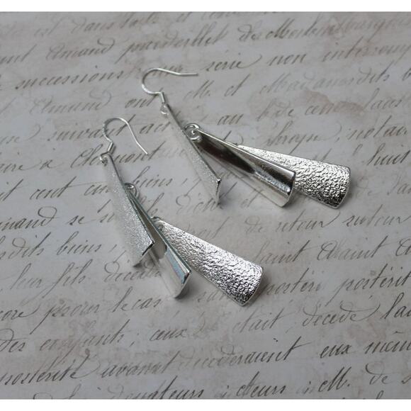 New Sterling Silver Triple Drop Dangle Earrings E88 - Picture 5 of 5